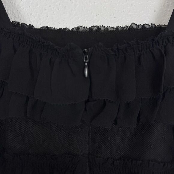 Alexis Karissa Ruffle Mesh Off The Shoulder Tank Top Size S Black Whimsigoth Y2K - Picture 10 of 12